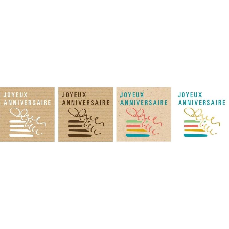 Etiquette cadeau adhésive Joyeux Anniversaire 35x35mm coloris assortis - par 500_0