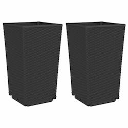 Helloshop26 - Jardinière bac lit surélevé plantes fleurs jardin terrasses lot de 2 32,5 x 32,5 x 57 cm polypropylène noir 02_0038937 - 3000218028121_0
