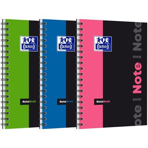 LOT DE 5 - CAHIER OXFORD ETUDIANTS NOTEBOOK B5 PETITS CARREAUX 5MM 160 PAGES RELIURE SPIRALE COUVERTURE CARTE POLYPRO COLORIS ASSORTIS