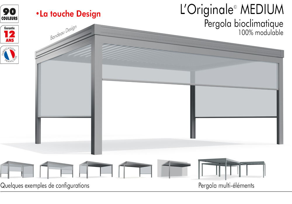 Medium pergola bioclimatique 100% modulable - 7m x 4m - Structure aluminium avec options personnalisables_0