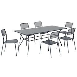 Oviala Business Ensemble table et 6 chaises de jardin gris anthracite - gris acier 114241_0