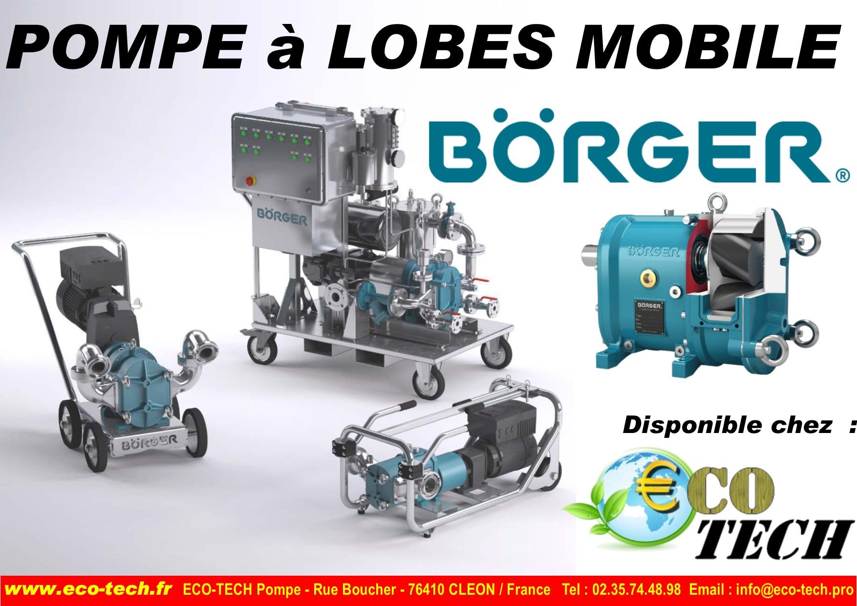Pompe boerger à lobes mobile - pièces de rechange distributeur france_0