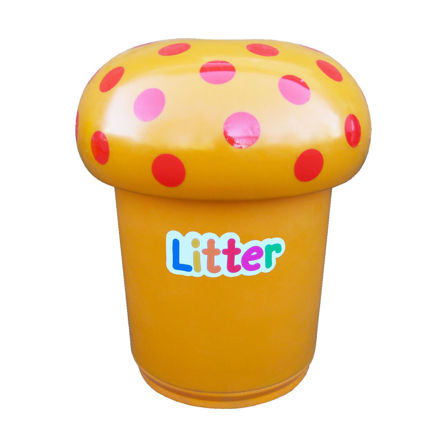 Poubelle ludique champignon extérieure - 90L - plastique recyclable en polyéthylène - résistante aux UV et personnalisable_1