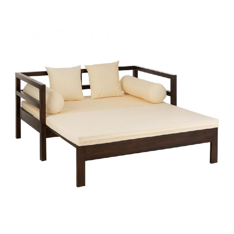 Sofa convertible lit Gadra - bois de manguier, matelas et coussins inclus_0