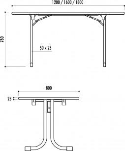 Table rectangulaire Varèse - pliante et empilable, plateau mélaminé très résistant_0