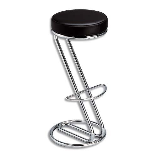 Tabouret de bar zeta hocker, assise en simili cuir et strcture tube en acier chromé - dim. L36 x h85 cm_0