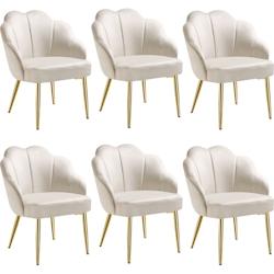 TecTake GmbH tectake Lot 6 fauteuils cocktail rembourrés revêtement en velours crème/or - 405826 - beige plastique 405826_0