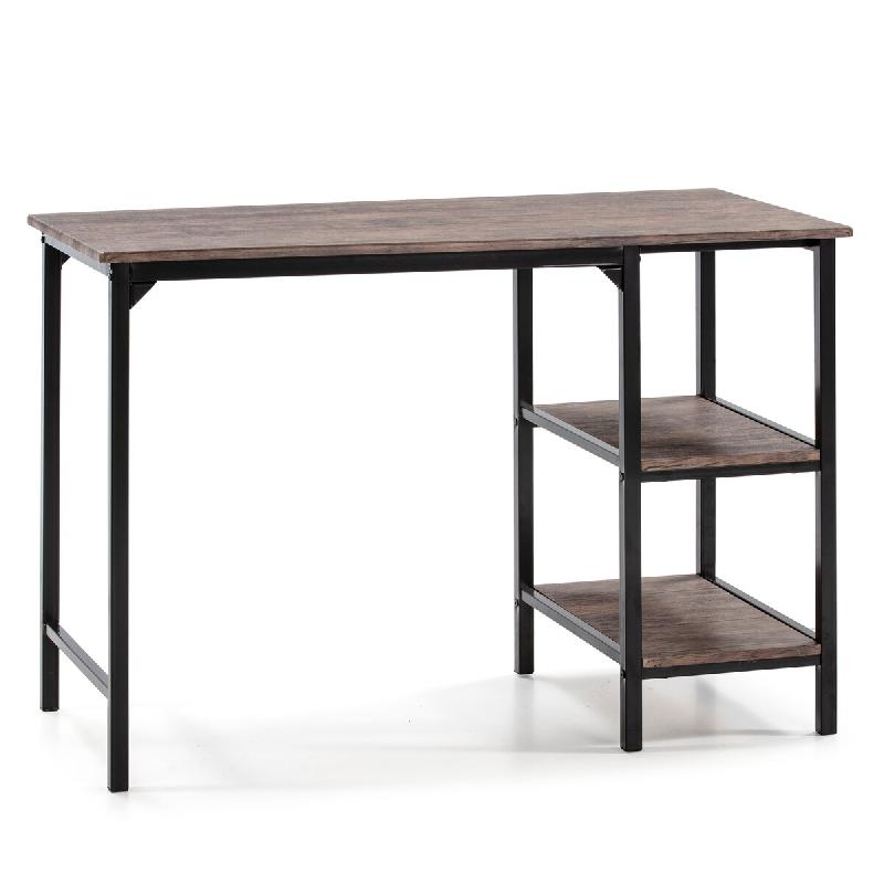 VS Venta-stock Bureau Colón Noir,Table pour PC, 2 Rayons, Style Industriel, 110 cm Longueur - noir Bois manufacturé I20057_0