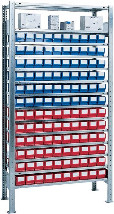 Étagère à emboîter H2000xl1000xP400 mm - Étagère de base avec 12 supports en acier 60x3 bleu et rouge - Charge 1300kg_0