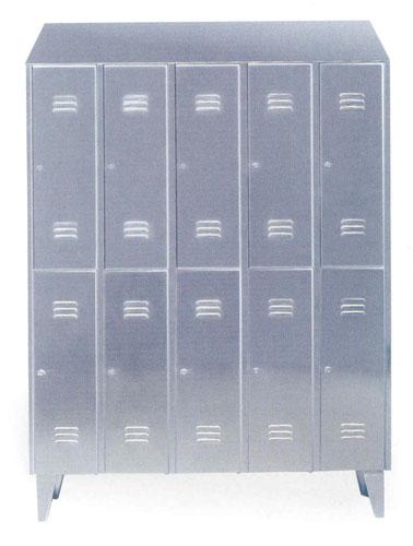 Armoire vestiaire demi-portes - acier inoxydable Aisi 304 - 5 modules - 10 demi-portes_0