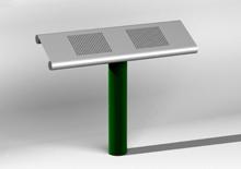 Banc assis-debout public - structure en acier - assise en inox - dimensions H 80 x 100 x 30 cm_0