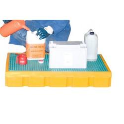 Bac de rétention pour paillasse - 100L avec caillebotis amovible en polyéthylène haute densité_0