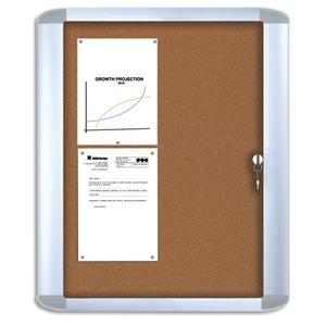 Bi-office vitrine d'intérieur mastervision porte en verre trempé fond en liège punaisable 9 feuilles a4_0