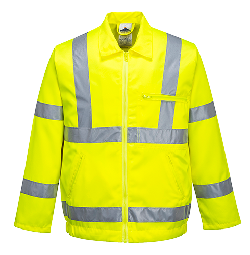 Blouson HV poly-coton jaune E040 - Certifié CE, bandes réfléchissantes, poches multiples, taille élastiquée - EN ISO 20471 Classe 3_0