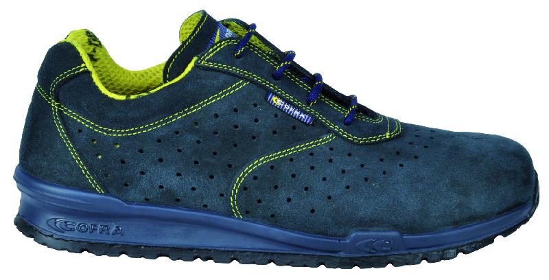 COFRA - Chaussures de sécurité basses GUERIN S1 P SRC T.39 - croûte velours perforée, semelle anti-perforation non métallique_0