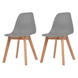 Décoshop26 - Set de 2 chaises de salle à manger cuisine en plastique gris pieds en bois DEC025531 - gris 3000255296965_0