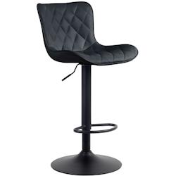 Décoshop26 - Tabouret de bar x1  coutures décoratives pied trompette hauteur réglable en métal noir assise en PVC noir 10_0004855 - noir 3000252328416_0
