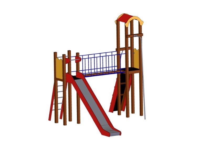 Structure de jeux combinée E207-17 - dimensions 4 420 x 3 309 x 3 700 mm - pour 10 enfants - tranche d'âge 6-12 ans_0