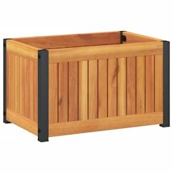 Helloshop26 - Jardinière bac lit surélevé plantes fleurs terrasse jardin 45 x 30 x 27,5 cm bois massif d'acacia et acier marron 02_0037604 - 300021_0