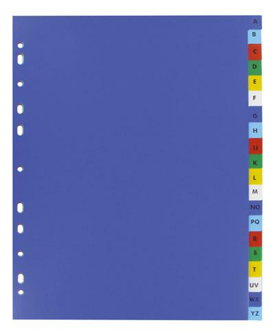 LOT DE 2 - INTERCALAIRE A4+ POLYPROPYLÈNE COLORÉ OXFORD 20 ONGLETS ALPHABÉTIQUES MULTICOLORES - 1 JEU