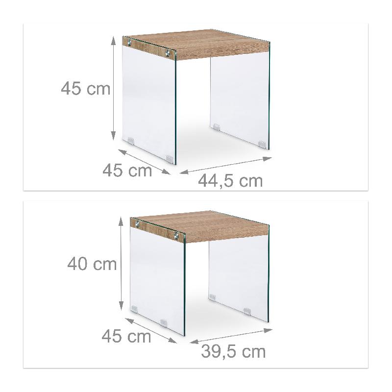 Lot de 2 tables basses gigognes en bois - Pieds en verre - Design élégant et moderne - Réf : 13_0002486_0