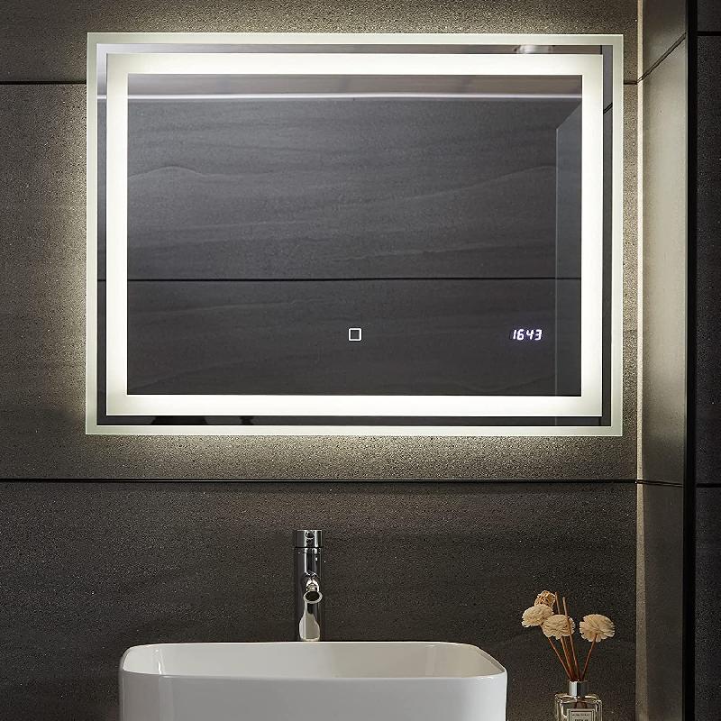 Le Dressing 50×70 cm Miroir Mural Rectangulaire sans Cadre la Chambre et Le Salon XUANYU Miroir de Salle de Bains pour la Salle de Bain Commande par Effleurement Blanc Froid LED Miroir