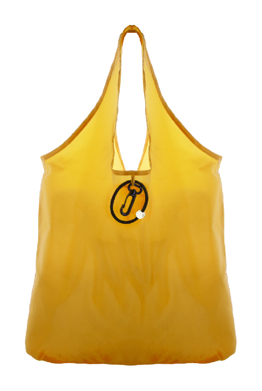Sac shopping pliable - Polyester 190T - Avec mousqueton en plastique - Couleur jaune_0