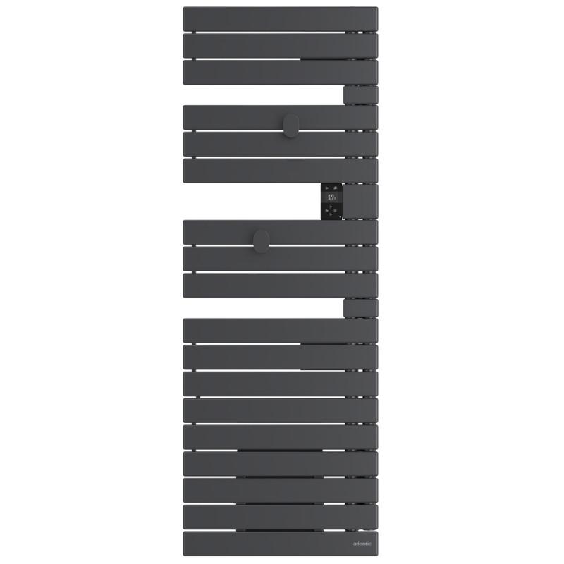Sèche-serviettes connecté Nefertiti avec soufflerie mât à gauche 1500W graphite - Atlantic - 850066_0