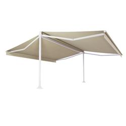 Store double pente Mabay 4,80x2x2,50 M Intersun Manuel (Manuelle - Blanc satiné RAL9010 - Ecru 300g/m²) - beige aluminium 3662618010146_0
