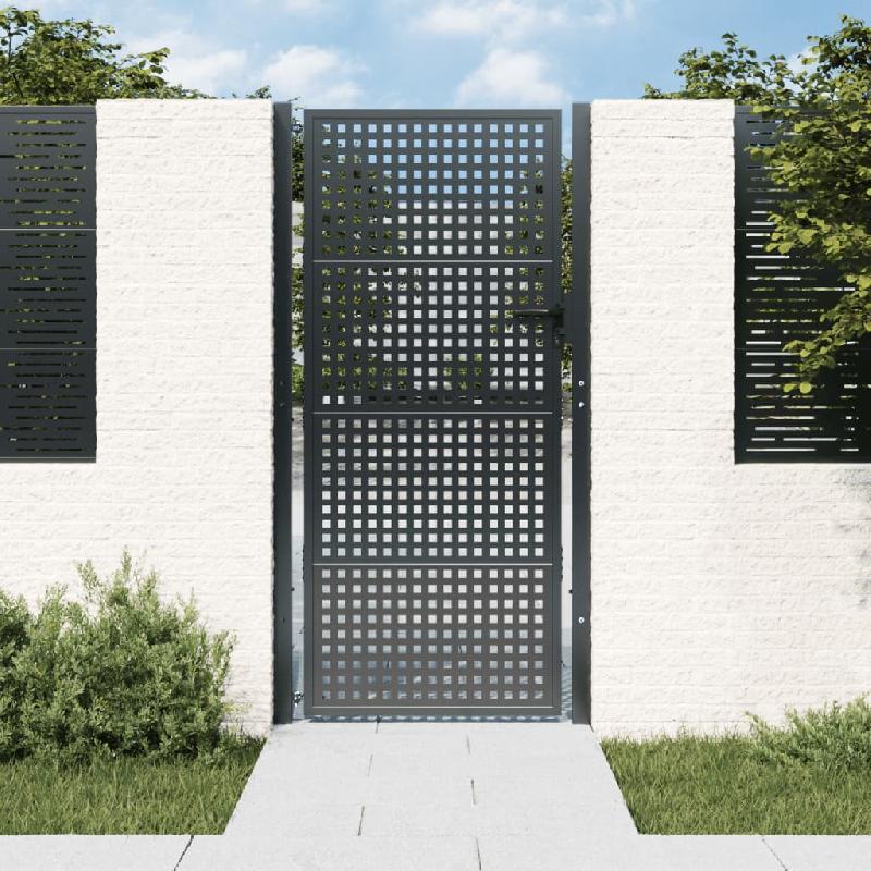 Vidaxl portail de jardin anthracite 105x225 cm acier 154563_0