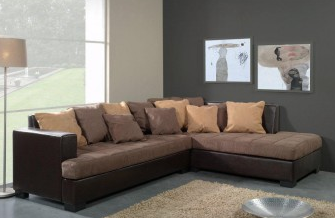 Canapé d'angle GENOA chocolat - 3 places et + - L 260 x H 73 x P 200 cm - Revêtement microfibre résistant à l'eau_0