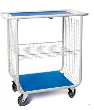 Chariot de change hospitalier bleu 750 - 750x585x1035 mm - Avec étagères et sans séparation - Réf. 53401_0