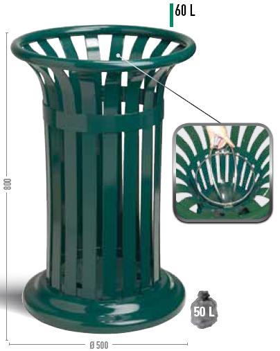 CORBEILLE ACIER ET BOIS RONDE À  FIXER OU À  POSER 60L_0