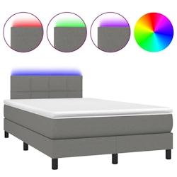 Décoshop26 - Cadre de lit LED avec sommier, tête de lit réglable et matelas 120x200 cm en tissu gris foncé - TDL0208407_0