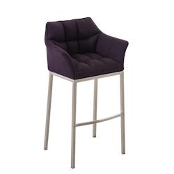 Décoshop26 - Tabouret de bar chaise haute de comptoir couture carrées assise en tissu violet 4 pieds stables en acier inoxydable 10_0001284 - 300068_0