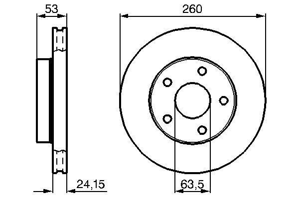 Disque de frein BOSCH 0986478195 - ventilé - boîte de 2 - côté avant - 5 trous_0