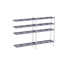Distform Rayonnage en Inox d'Angle avec Clayettes 4 Niveaux en Polypropylène P.400mm et H.1800mm 2160x400x400x1800mm - 698142587956_0