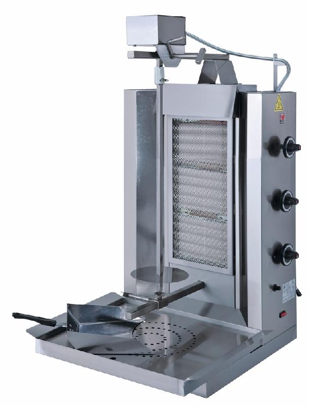 Grill à kebab à gaz - 3 zones de chauffage, moteur supérieur, 35 kg - Virtus ECO3G/N_0