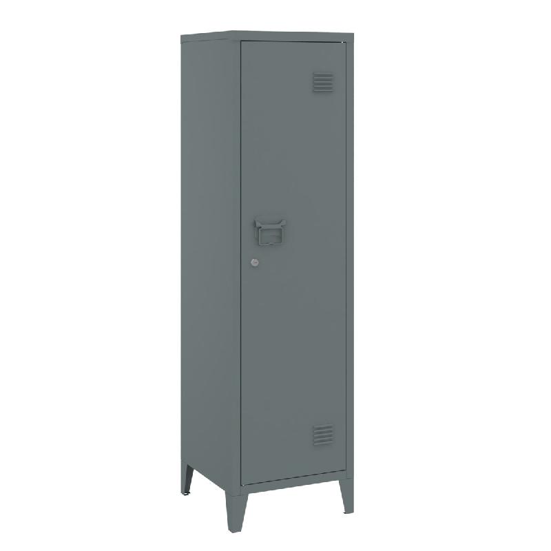 Helloshop26 - Armoire étagère meuble de rangement à casier métallique vérouillable 137 x 38 x 38 cm gris foncé 03_0008947 - gris métal 3000224433803_0