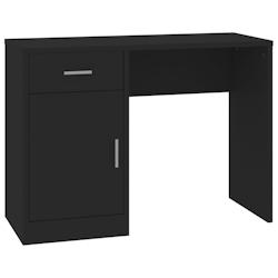 Helloshop26 - Bureau table poste de travail meuble d'ordinateur informatique étude avec tiroir et armoire 100 x 40 x 73 cm bois 02_0023454 - 30002143_0