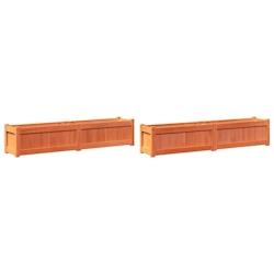 Helloshop26 - Jardinière bac lit surélevé plantes fleurs jardin terrasses lot de 2 cire bois de pin massif marron 02_0039061 - 3000218008109_0