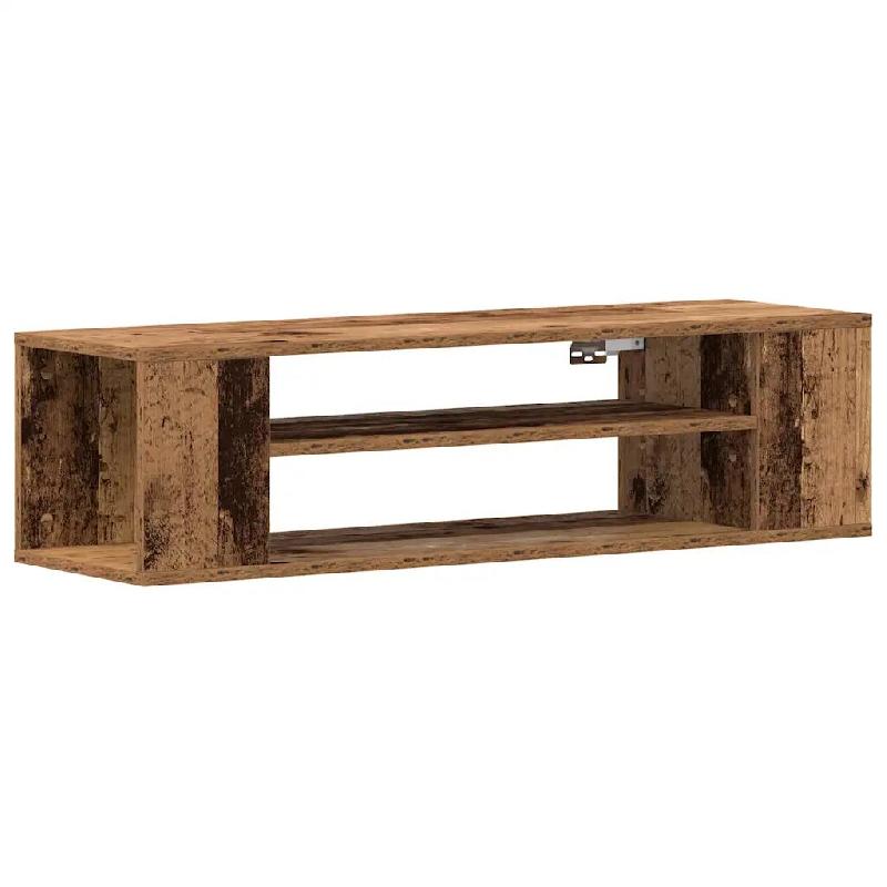Helloshop26 - Meuble TV rectangulaire moderne avec étagères solution de rangement 100 x 30 x 26 cm en bois ancien 02_0051900 - Bois massif 300023714_0
