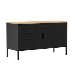 Oviala Business Buffet moderne 2 portes L100 cm en métal noir - noir acier 113978_0