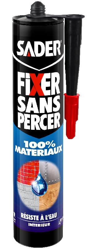 SADER Fixer sans percer - Colle mastic 100% matériaux, 290 ml blanc - Maintien immédiat, résistant à l'eau et aux variations de température_0