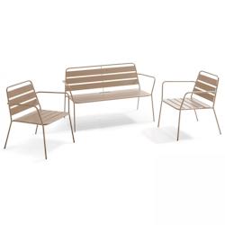 Oviala Business Salon de jardin 4 places en métal taupe - gris acier 105593_0