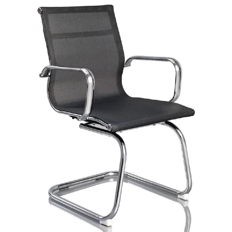 STAPLES CHAISE VISITEUR MADISON 2 MAILLE FILET AVEC ACCOUDOIRS NOIR / ALUMINIUM