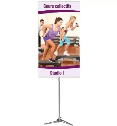 Totem - Stand Expolinc - Mât télescopique aluminium réglable avec bâche premium HD 340 gr M1_0