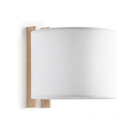Applique intérieure compact e27 - abat jour coton blanc et support bois de hêtre_0
