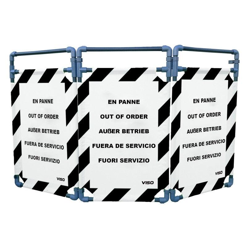 Barrière d'intervention - 3 panneaux - 1000 / PVC / rayé Noir / Blanc (En panne)_0