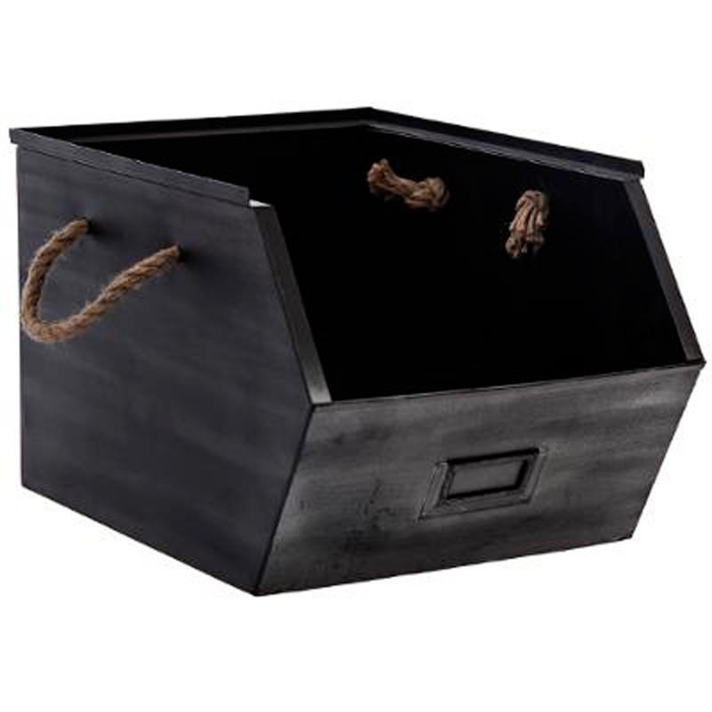 Casier de rangement en métal noir 32 cm - Paris Prix - Pratique et astucieux_0
